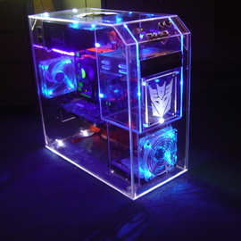 源头工厂设计制作个性化透明LED发光有机玻璃亚克力电脑主机箱
