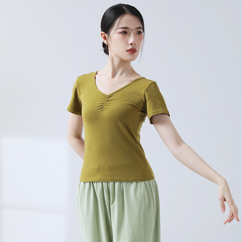 ダンスウェア 練習着 女性用 新作トップス モダンダンス 大人用 芸術試験 ヨガウェア ダンサー用 日常着 半袖|undefined