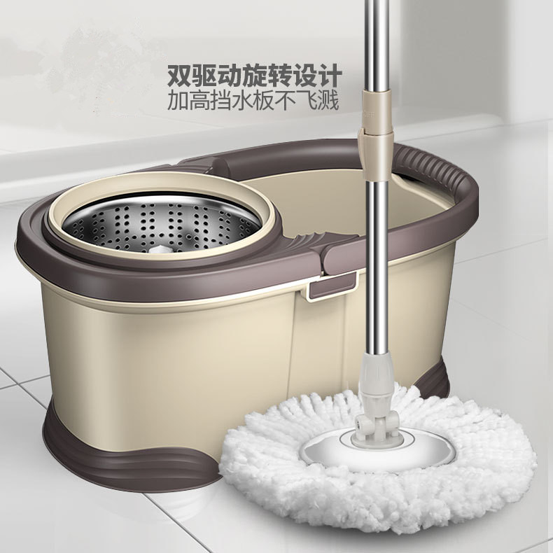 Good God Mop Rotating Mop Bucket Hand-Washable Dry and Wet Dual-Use Set Wholesale Household Automatic Water-Drying Lazy Mop