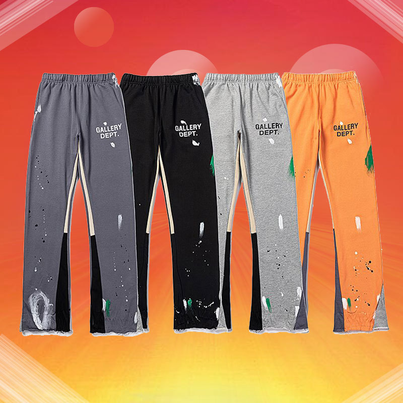 Outer Single gallery dept Hand-painted Splash Ink Stitching Drawstring Retro High Street Casual Pants Long Pants for Men