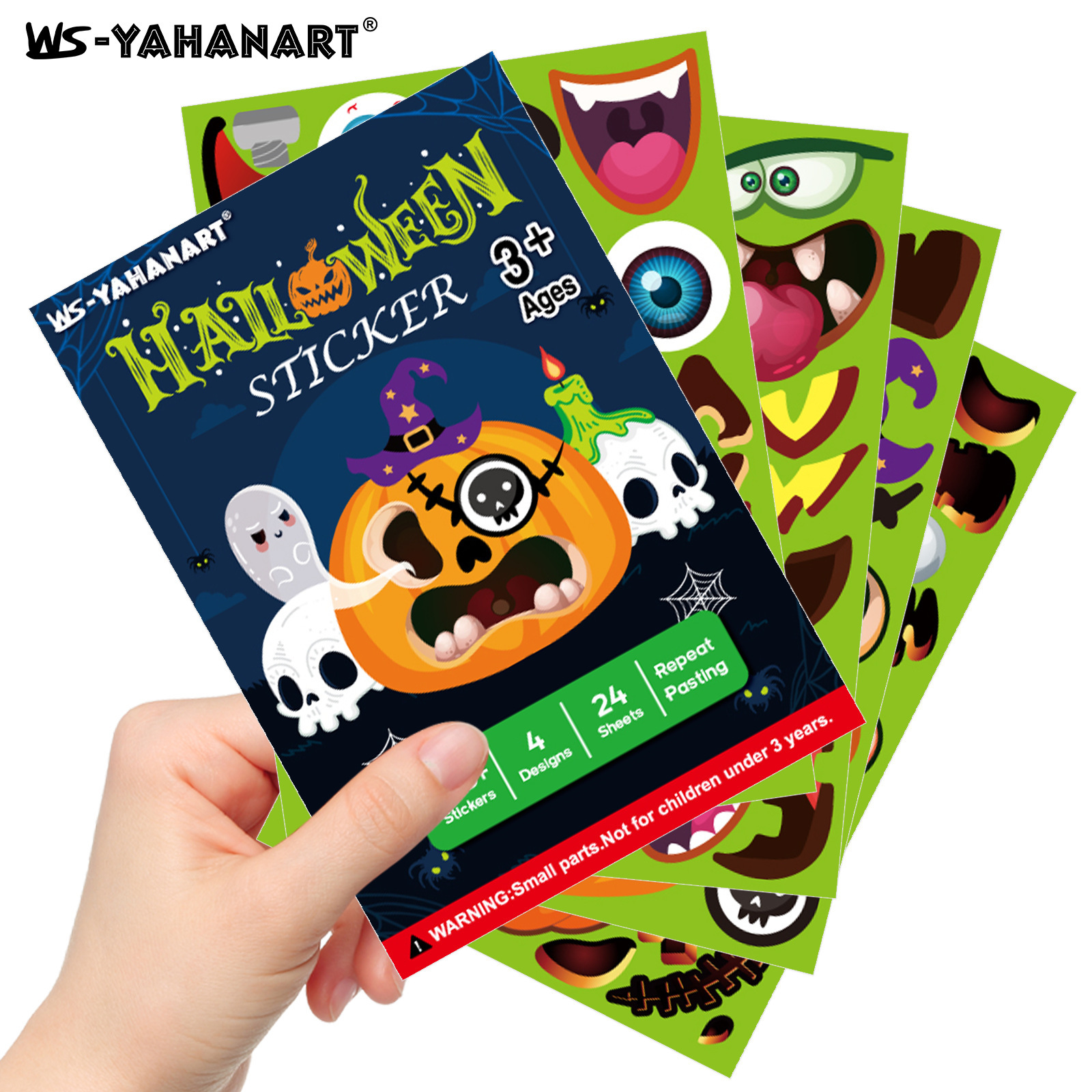Calcomanías de Expresiones de Monstruos para Juegos DIY de Papel Estucado para Halloween
