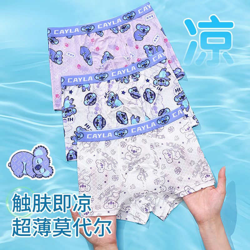 Verano helado no acolchado hielo delgado de cuatro ángulos de ángulo plano niños pantalones interiores transpirables pantalones cortos de dibujos animados image 3