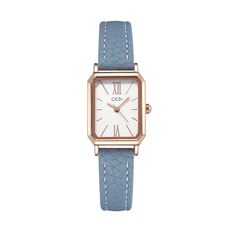 Rectangular Retro Quartz Women's Watch, Simple Korean Style, Leather-Look Strap, Lightweight