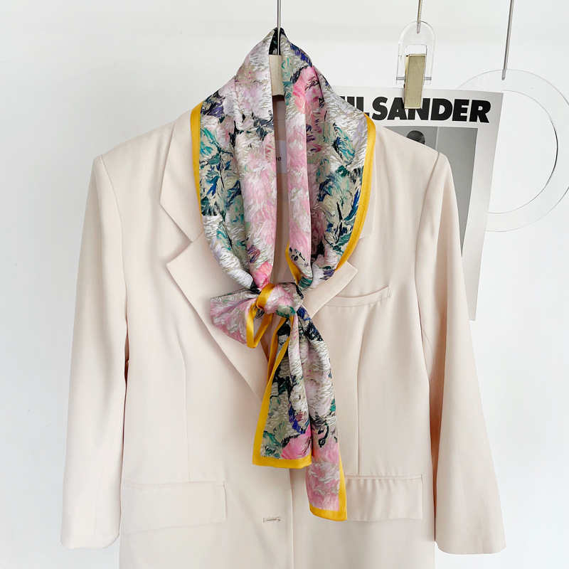 Silk universal green small scarf