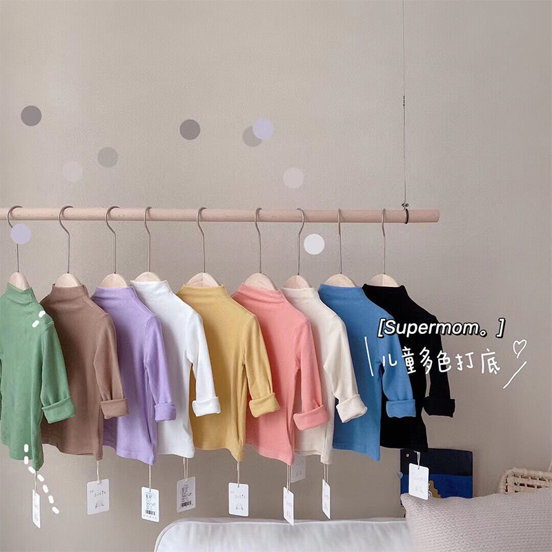 Children's clothing girls' bottoming shirts children's autumn clothing children's bottoming shirts early autumn children's clothing new products boys half turtleneck German velvet long sleeves