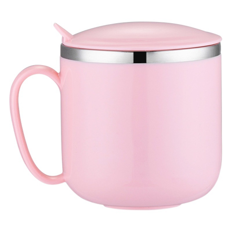 Taza de leche infantil de acero inoxidable 304 taza de bebida directa para el hogar con tapa taza de bebé resistente a la caída de jardín de infantes de dibujos animados Universal