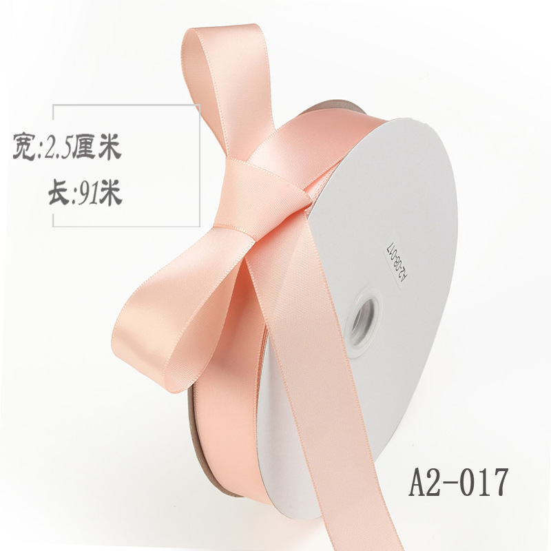 2,5 cm de doble cara cinta de poliéster arco DIY tejido cinta de seda ramo fresco fruta caja de regalo accesorios de ropa embalaje