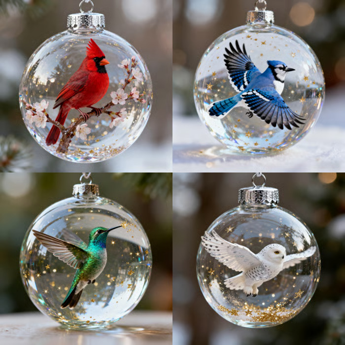 Nuevo árbol de Navidad acrílico colgante de decoración Nature 's Birds Crystal Glass O