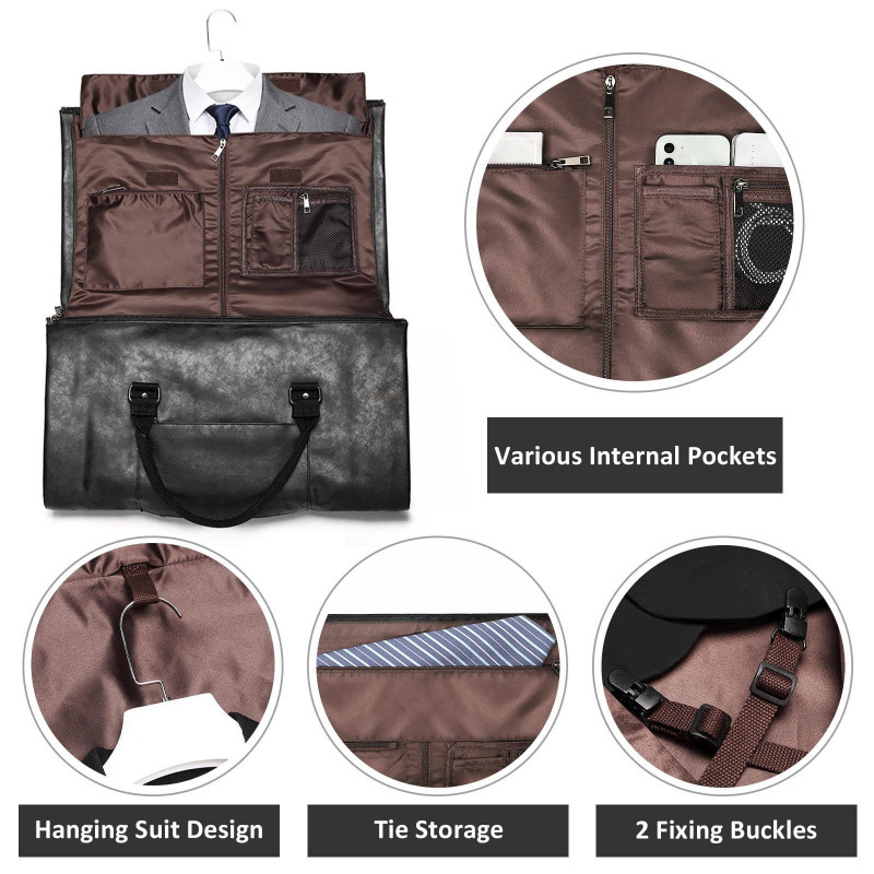Bolsas de ropa de transporte de cuero de viaje bolsa de equipaje convertible traje de hombre bolsa de viaje zapatos compartimiento