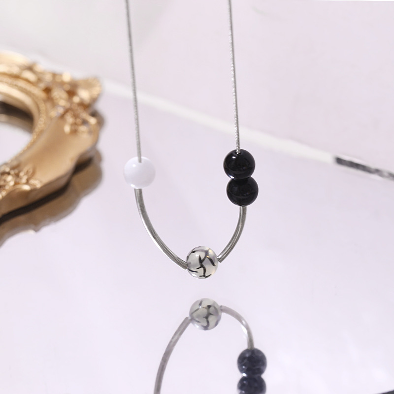 Versione coreana di perle di calcedonio nero minimaliste, lusso leggero estivo, creatività personalizzata, versatile e di nicchia_voghion.com