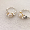 Stone inlay from pearl, silver fashionable ring, on index finger, wholesale