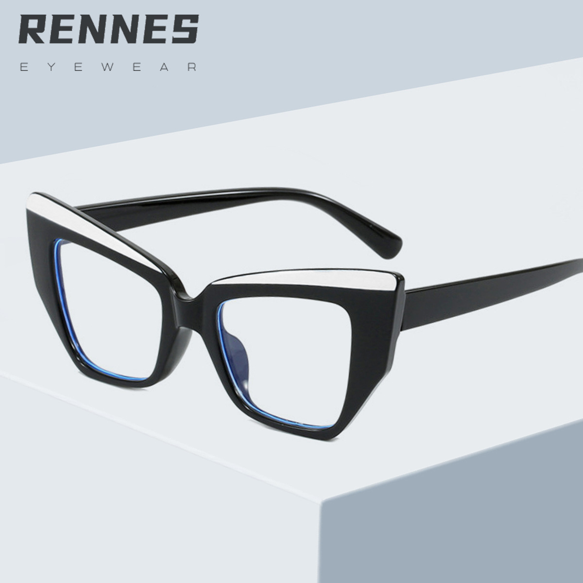 Nuevas gafas anti-luz azul de moda de ojo de gato de color en contraste TR