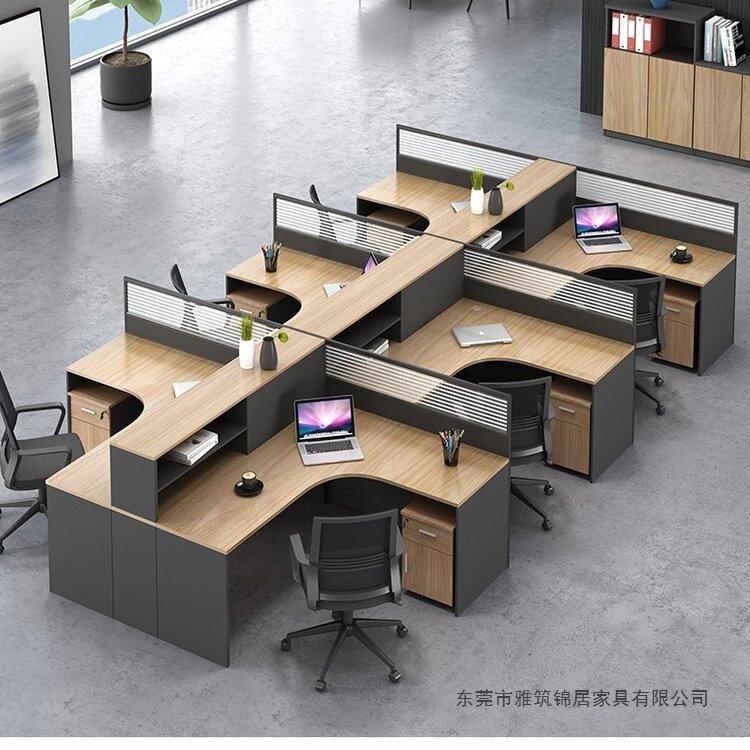 Staff office desk and chair combination with screen partition, simple modern 4-person 6-person computer desk, L-shaped single-person partition cubicle