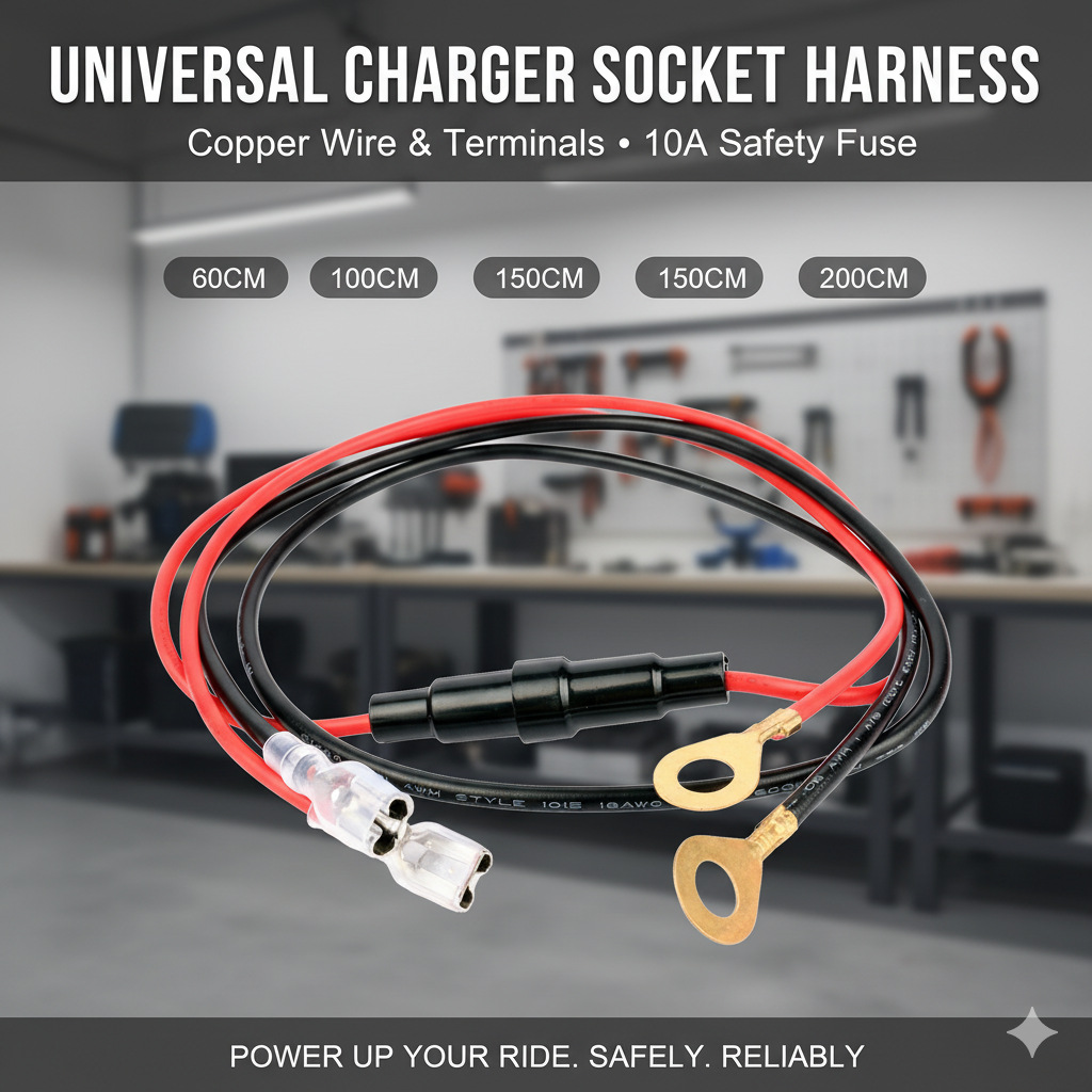 10A保险丝线功放九号小牛充电器母座线带鱼夹USB车载高导铜芯