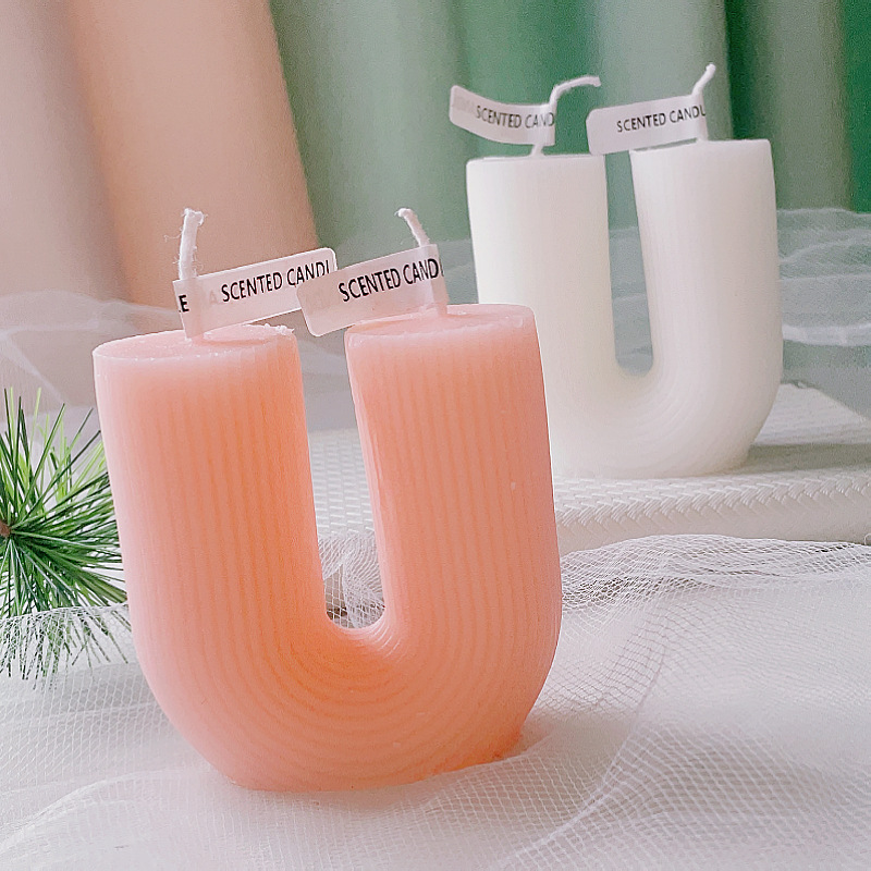 Geometric Tubular U-Shaped Candle, Best Selling Simple U-Shaped Geometric Decorative Piece for Home Scenery, Aromatherapy Candle