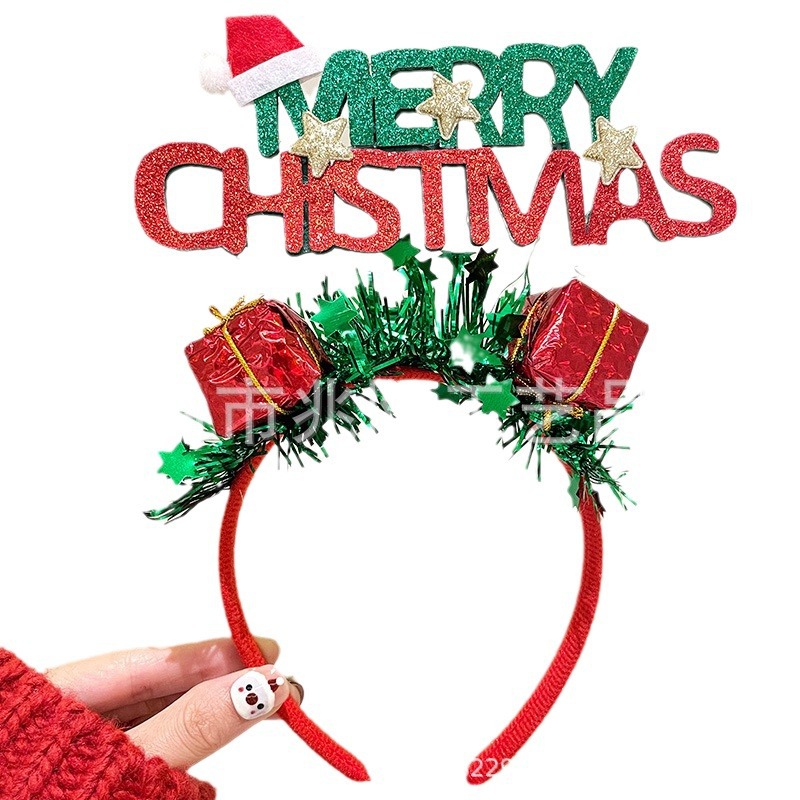 Bonito tocado de Santa Claus sombrero 2025 nuevo arco de mujer corno de ciervo adornos para el cabello árbol de Navidad creativo tocado