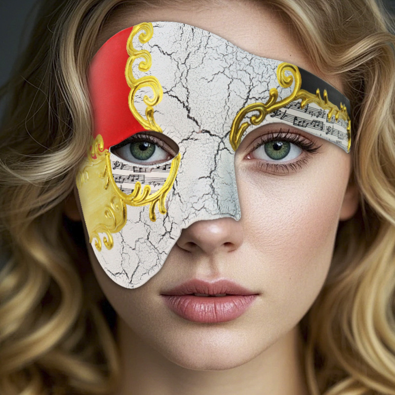Máscara de media cara de nota de crack veneciana transfronteriza Máscara de fiesta de disfraces vintage para hombre Máscara de Halloween