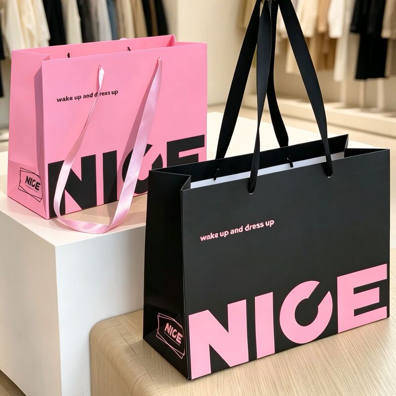 in stock Wholesale Clothing Store Handbag Custom Gift Bag Gift Bag Premium Sense Clothes Shopping Wrapping Paper Bag
