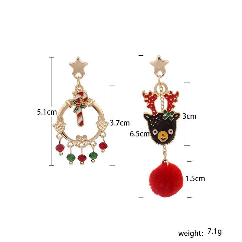 8g Weight Earrings Classification Wedding, Travel, Birthday, Festival Occasion Women'S Gender Fashion Style Fashion Asymmetric Christmas Hair Ball Earrings 无
