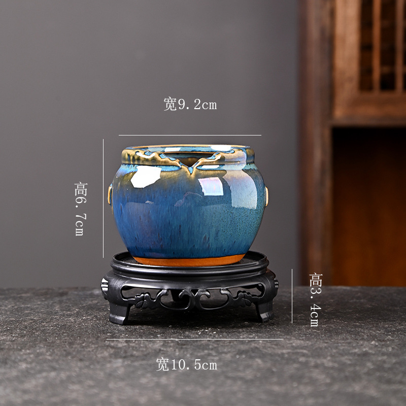 Bandeja de balcón de cerámica de bonsai de plantas verdes de nieve de junio, maceta carnosa de gres doméstico, maceta de cerámica pequeña con control de raíces, liquidación