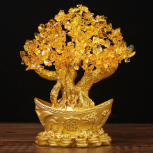 水晶发财树金元宝水晶树摆件树脂摆件酒柜玄关装饰品开业礼品批发