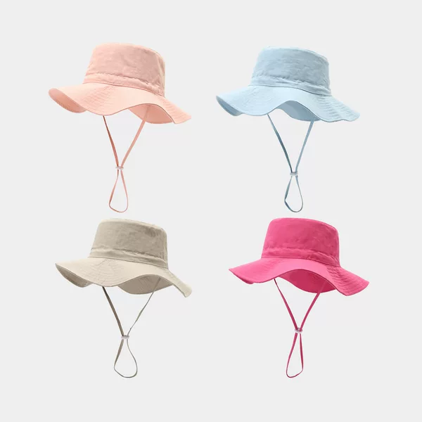 Forest-Style Wide-Brim Sun Hat with Windproof Strap, Japanese-Style Fresh and Artistic Fisherman Hat for Women, Korean Version Simple Parent-Child Bucket Hat