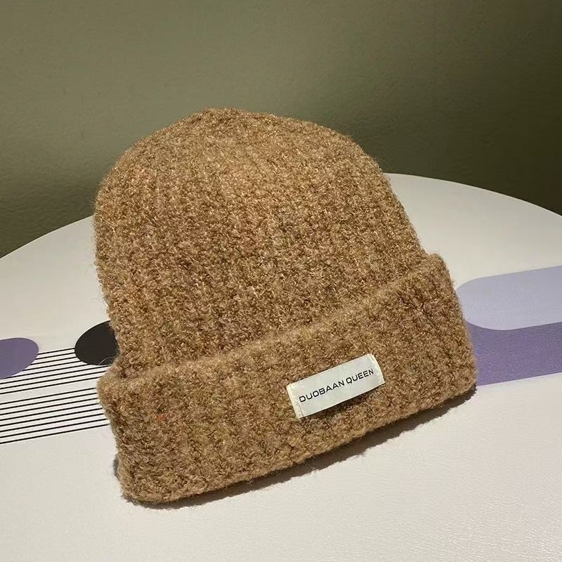 Style Autumn Winter Warm Face Slimming Cold-proof Knitted For Women Korean Patch Soft Pullover Cold Hat_voghion.com