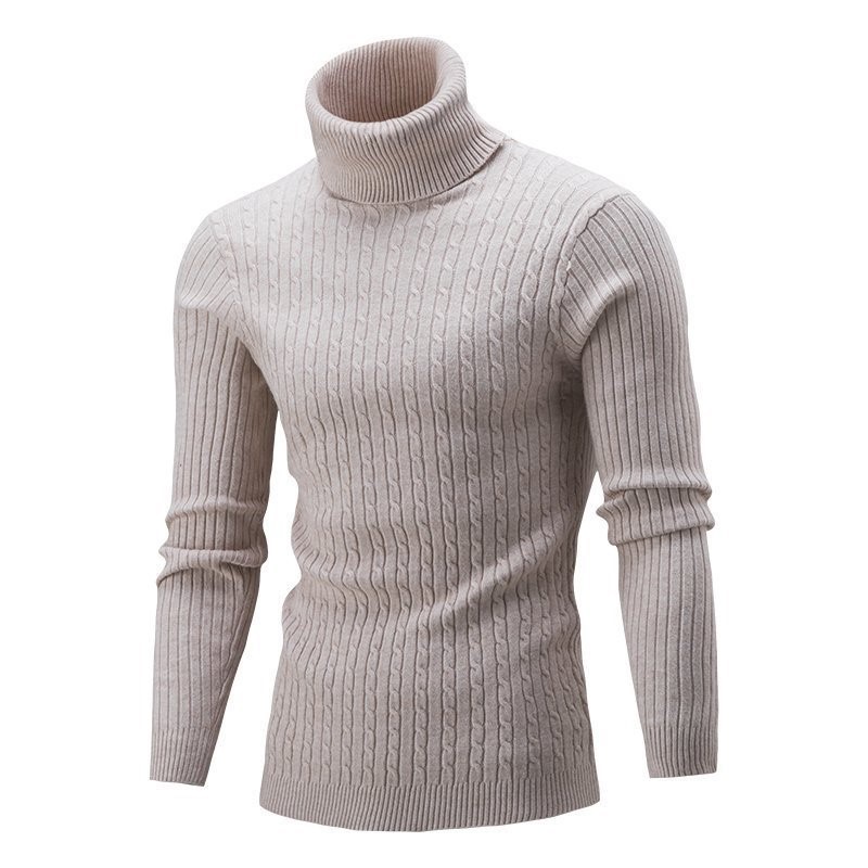 Men's Autumn and winter new high collar color Fried Dough Twists bottoming sweater men_voghion.com