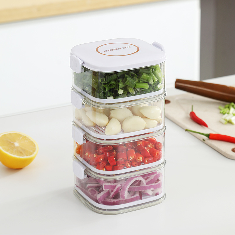 Caja de preservación de cebollas, caja de preservación de cocina, caja de sellado de alimentos superposición, caja de almacenamiento, caja de almacenamiento, refrigerador