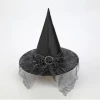 Black -gray lace round buckle cap
