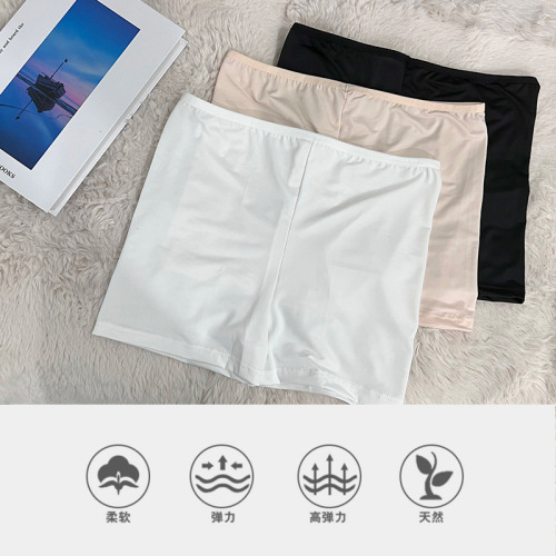 Safety pants ice silk women's mid-waist seamless summer thin anti-exposure boxer large size knitted leggings wholesale