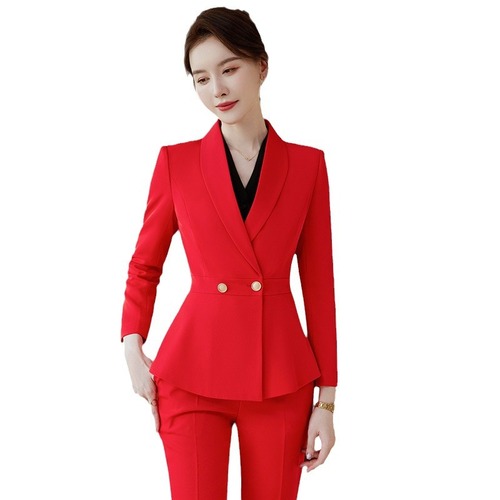 Red suit suit, high-end autumn and winter women's spring professional temperament work clothes, host annual meeting formal jacket