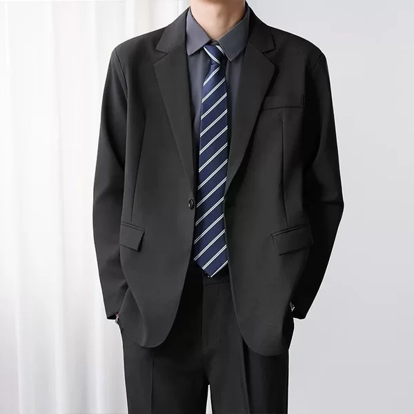 2026 Spring and Autumn Business Formal Wear Black Suit for Men, Light Mature Style with Padded Shoulders, Casual High-End Professional Blazer