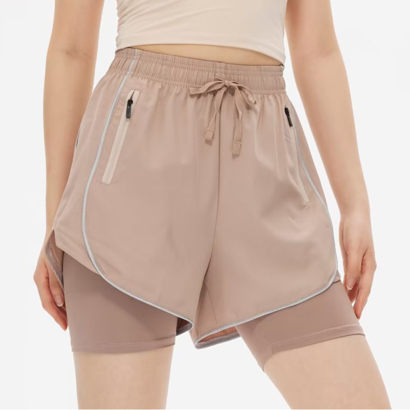 Anti-Exposure Double-Layer Sports Shorts for Women, Two-In-One Running and Fitness Pants with Long Inner Lining, Cycling Shorts, Wholesale in Stock Anti-Exposure Double-Layer Sports Shorts for Women, Two-In-One Running and Fitness Pants with Long Inner Lining, Cycling Shorts, Wholesale in Stock