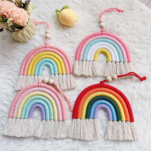 ins Nordic style 6 rainbow color car hangings car hand-woven decorative pendants children's room wall hangings