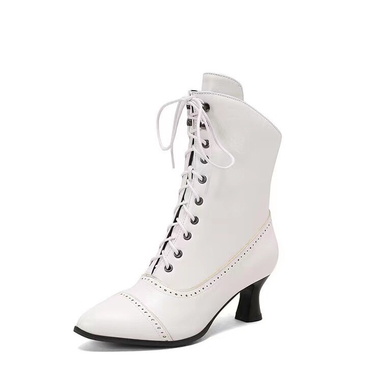 2023 new foreign trade European station high heel plus size women's British Style Martin boots wine cup heel short boots motorcycle women's boots