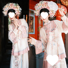 厂家直销清朝格格服装清汉女晚清宫廷风满族旗袍印花马甲氅衣旗袍