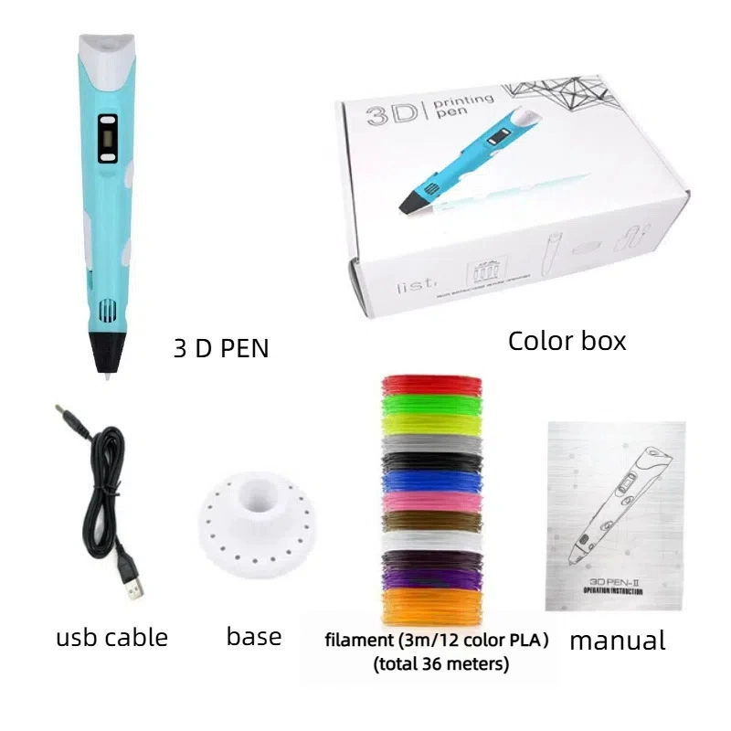 3D-ручка Shanda для печати DIY, USB-питание, наборы разноцветной нити (подарок)