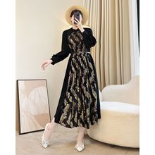 法式名媛高级感丝绒长裙气质修身连衣裙2025冬季新款女宽松小黑裙