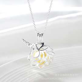 s925纯银吊坠韩版独角兽灯笼银托圆珠吊坠托8--9mm银饰品厂家直销