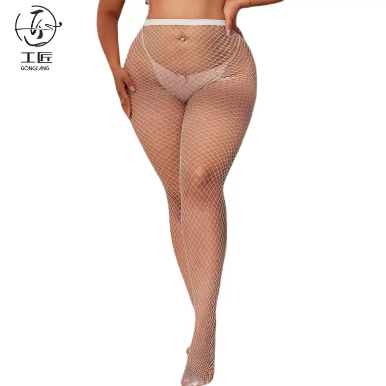 跨境欧美2025新款胖MM大码女丝袜性感镂空网袜情趣渔网袜连裤袜