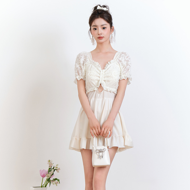 2025 new swimsuit women fashion solid color sexy bikini beach sunscreen one-piece swimsuit slim swimsuit wholesale