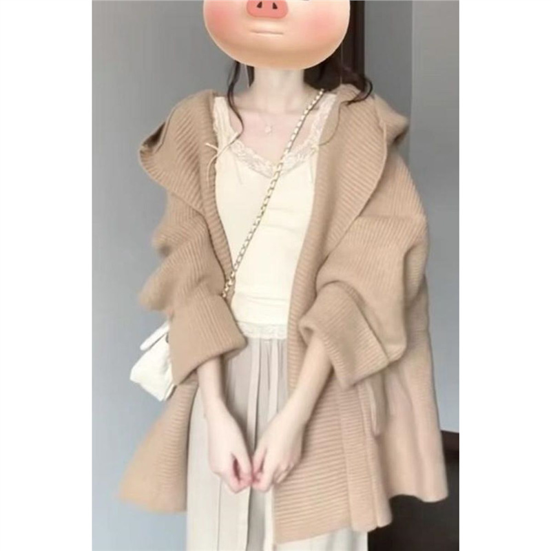 韩系穿搭早秋上衣中长款不规则奶呼呼软糯开衫毛衣外套女冬针织衫|undefined
