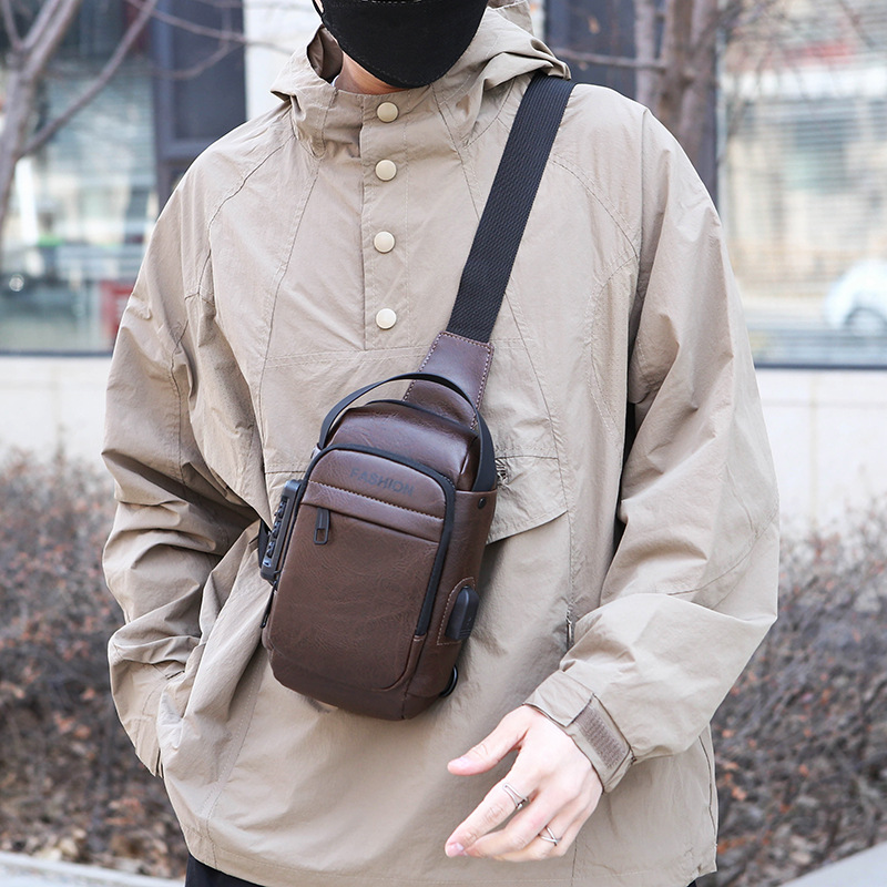 Men's chest bag, crossbody bag, anti-theft waist bag, outdoor sports bag, men's bag, crossbody bag, high-end cycling storage bag undefined