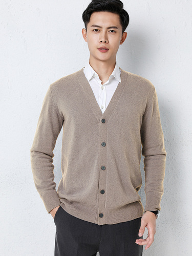 Casual Crewneck Sweater Men's Outerwear V-Neck Open Cardigan Coat Trendy Autumn/Winter Top Loose Men's Warm Knitted Shirt