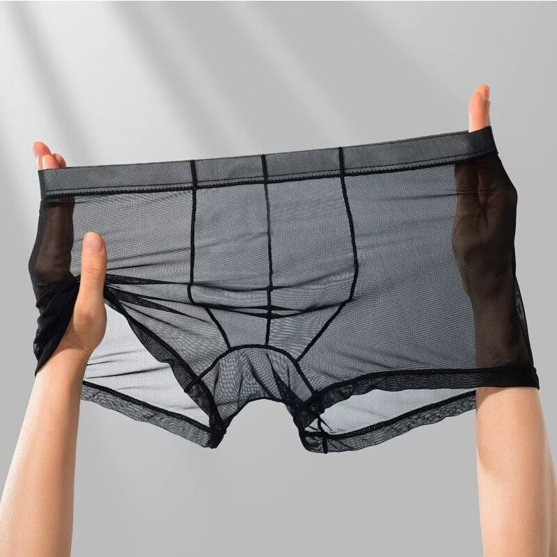 Manufacturer Wholesale Summer Men's Thin Transparent Underwear, Men's Mid-Waist Mesh Sexy Boxer Briefs, Youth Boxer Shorts Manufacturer Wholesale Summer Men's Thin Transparent Underwear, Men's Mid-Waist Mesh Sexy Boxer Briefs, Youth Boxer Shorts