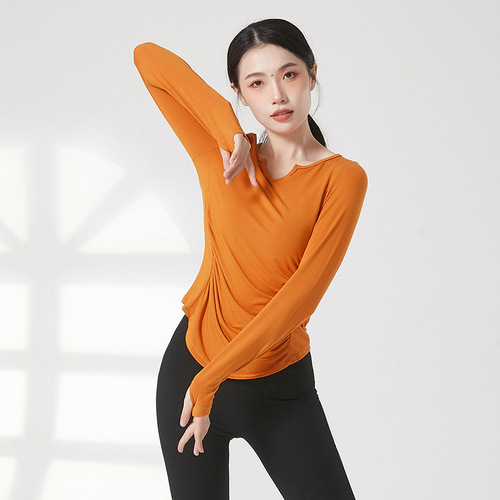 Dance practice clothes, women's yoga clothes, sports long-sleeved tops, Pilates training clothes, running blouses, autumn and winter