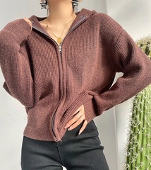 アメリカのレトロで怠惰な風がゆったりしていて、帽子の長袖のニットの秋冬の新型の女性がセーターのカーディガンのコートの女性を厚くします。