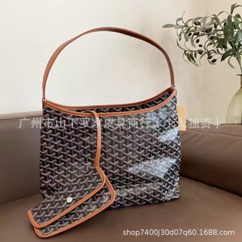 Goyard Dog-Tooth Hobo Bag Underarm Bag Single Shoulder Large Capacity Commuter Tote Women's Letter Print Crossbody