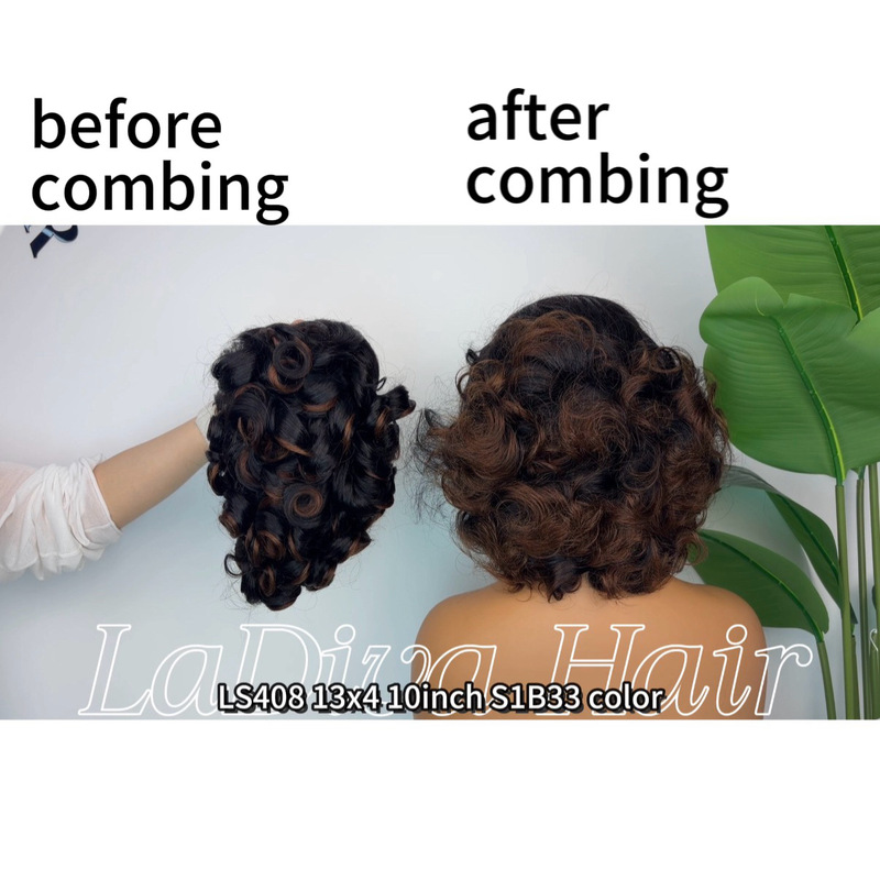 Human Hair Wig 10“ Short Curly Hair Wig for Women Full Head Cover Xuchang Wig Human Hair Wig 10“ Short Curly Hair Wig for Women Full Head Cover Xuchang Wig